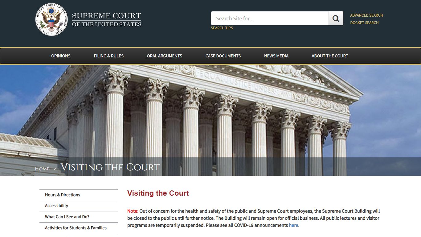 Visiting the Court - Supreme Court of the United States